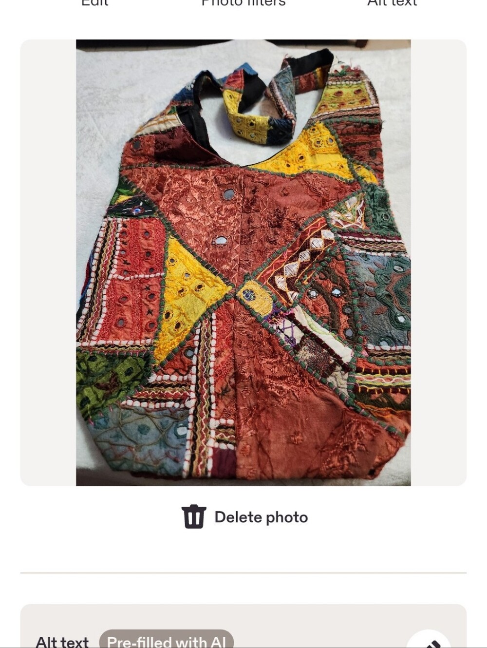 Vintage TONI Purse, Boho Patchwork Embroidered – Colorful Handmade Shoulder Bag,